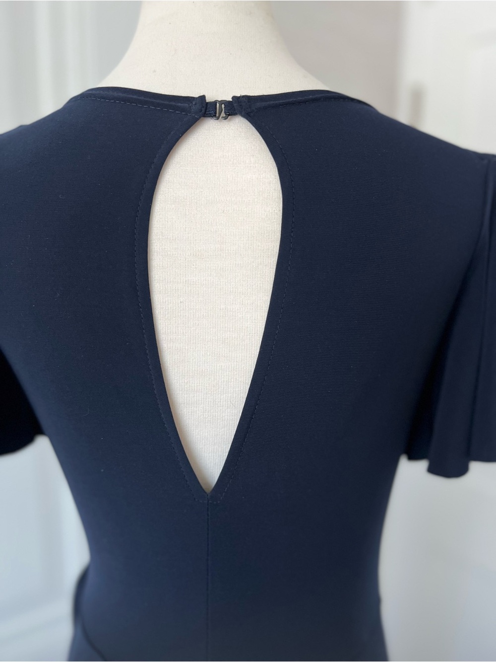Ballroom Smooth Latin Practice wear Cold-Shoulder pantsuit with waist tie in Nav - Picture 10 of 11